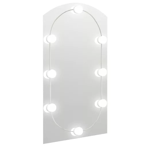 Ívelt üvegtükör LED-lámpákkal 90 x 45 cm