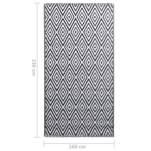 Fekete-fehér ARAKIL PP kültéri szőnyeg 160 x 230 cm