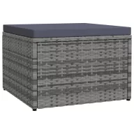 Szürke polyrattan kerti lábzsámoly párnával
