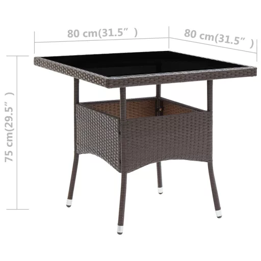 Barna polyrattan kerti étkezőasztal
