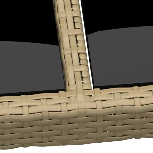 Bézs polyrattan és edzett üveg kerti asztal 150 x 90 x 75 cm