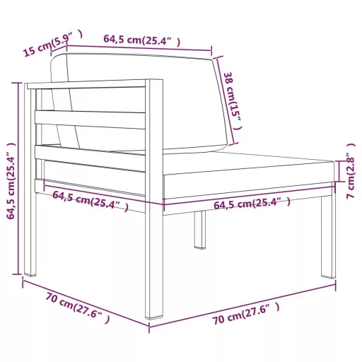 10 részes antracitszürke alumínium kerti ülőgarnitúra párnákkal