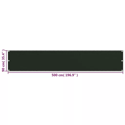 Sötétzöld HDPE erkélytakaró 90 x 500 cm