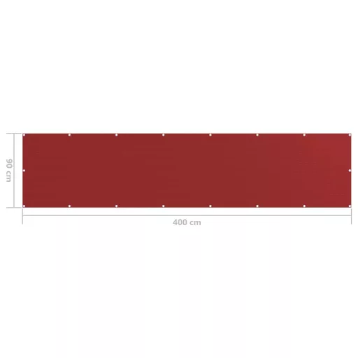 Piros HDPE erkélyparaván 90 x 400 cm