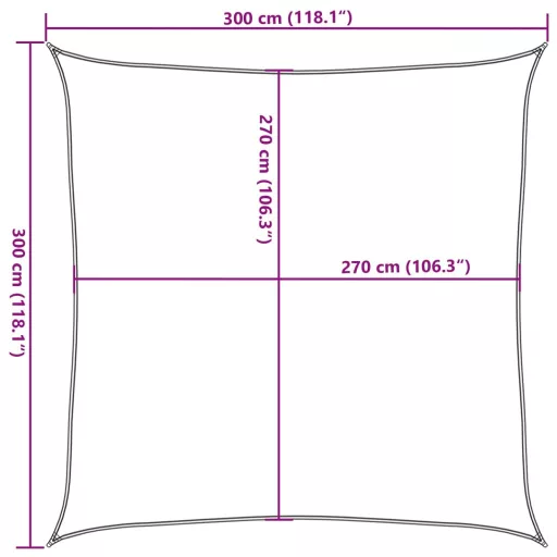 Antracitszürke HDPE napvitorla 160 g/m² 3 x 3 m