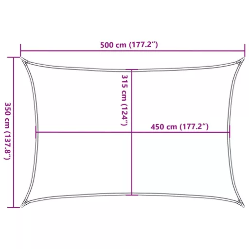 Antracitszürke HDPE napvitorla 160 g/m² 3,5 x 5 m