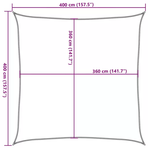 Bézs HDPE napvitorla 160 g/m² 4 x 4 m