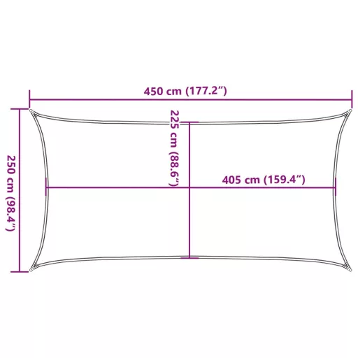 Bézs HDPE napvitorla 160 g/m² 2,5 x 4,5 m