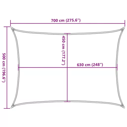 Bézs HDPE napvitorla 160 g/m² 5 x 7 m