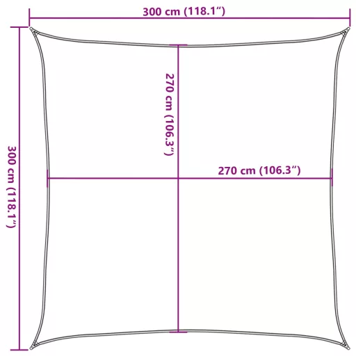 Krémszínű HDPE napvitorla 160 g/m² 3 x 3 m