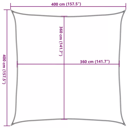 Krémszínű HDPE napvitorla 160 g/m² 4 x 4 m