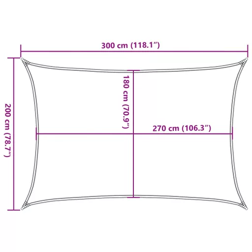 Krémszínű HDPE napvitorla 160 g/m² 2 x 3 m