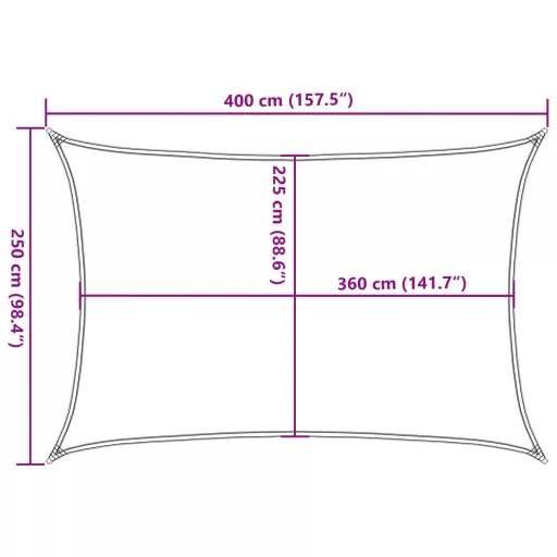 Krémszínű HDPE napvitorla 160 g/m² 2,5 x 4 m