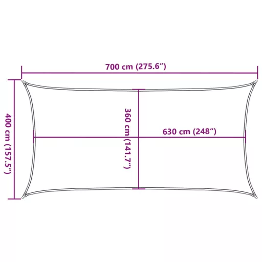Krémszínű HDPE napvitorla 160 g/m² 4 x 7 m
