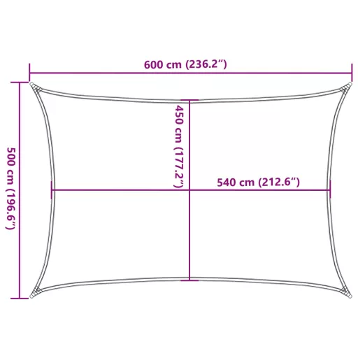 Krémszínű HDPE napvitorla 160 g/m² 5 x 6 m