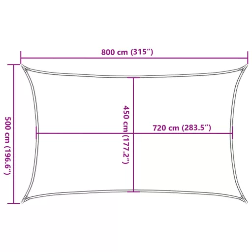 Krémszínű HDPE napvitorla 160 g/m² 5 x 8 m