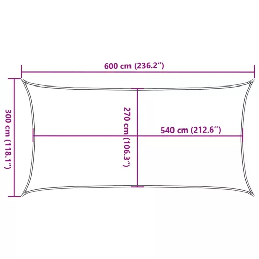 Fehér HDPE napvitorla 160 g/m² 3 x 6 m