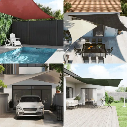 Fehér HDPE napvitorla 160 g/m² 3 x 3 x 4,2 m