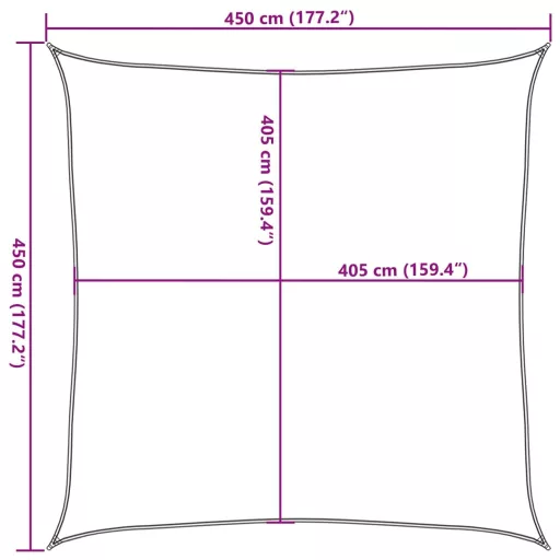 Világoszöld HDPE napvitorla 160 g/m² 4,5 x 4,5 m