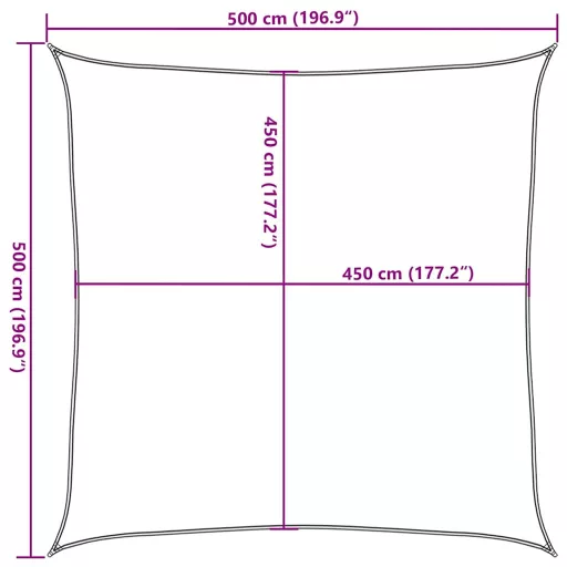 Tópszínű HDPE napvitorla 160 g/m² 5 x 5 m
