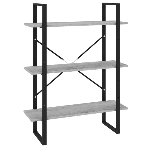 5 szintes szürke sonoma szerelt fa könyvszekrény 80x30x175 cm