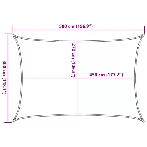 Tópszínű HDPE napvitorla 160 g/m² 3 x 5 m