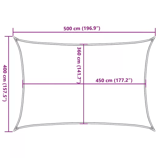 Tópszínű HDPE napvitorla 160 g/m² 4 x 5 m