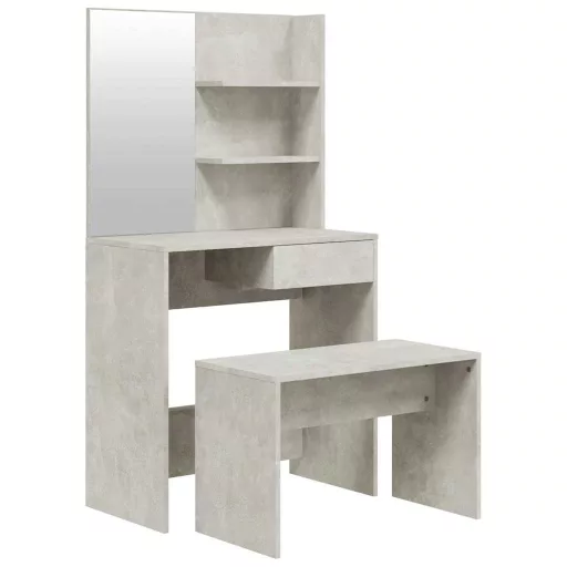 Betonszürke színű fésülködőasztal-szett 74,5 x 40 x 141 cm