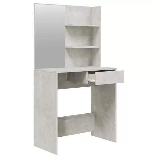Betonszürke színű fésülködőasztal-szett 74,5 x 40 x 141 cm