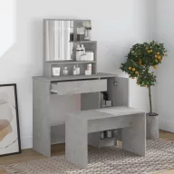   Betonszürke színű fésülködőasztal-szett 86,5 x 35 x 136 cm