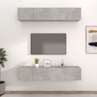   4 db betonszürke szerelt fa fali TV-szekrény 80 x 30 x 30 cm