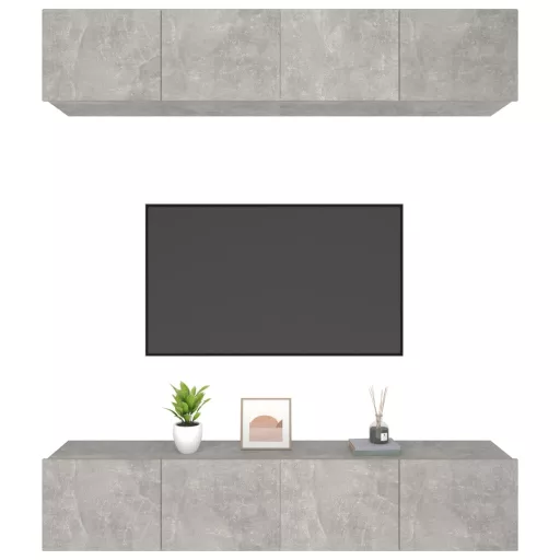 4 db betonszürke szerelt fa fali TV-szekrény 80 x 30 x 30 cm