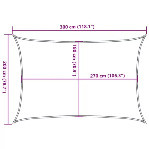 Sötétzöld HDPE napvitorla 160 g/m² 2 x 3 m