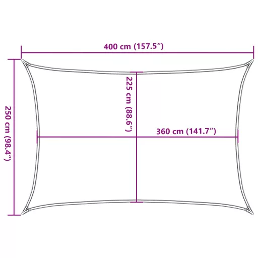 Sötétzöld HDPE napvitorla 160 g/m² 2,5 x 4 m