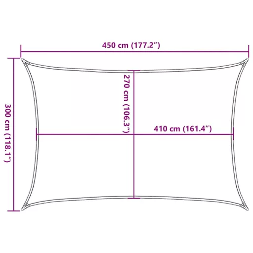 Sötétzöld HDPE napvitorla 160 g/m² 3 x 4,5 m