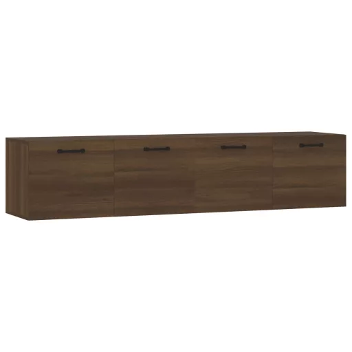 2 db barna tölgy színű szerelt fa faliszekrény 60x36,5x35 cm