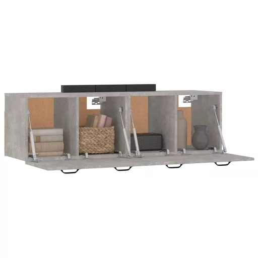 2 db betonszürke szerelt fa faliszekrény 80 x 35 x 36,5 cm