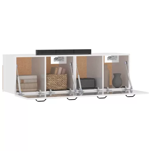2 db magasfényű fehér szerelt fa faliszekrény 80x36,5x35 cm
