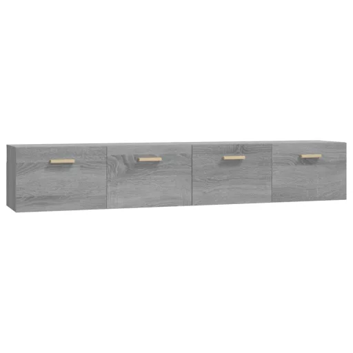 2 db szürke sonoma színű szerelt fa faliszekrény 100x36,5x35 cm
