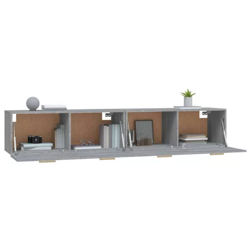 2 db szürke sonoma színű szerelt fa faliszekrény 100x36,5x35 cm
