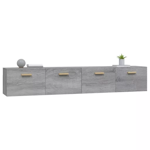 2 db szürke sonoma színű szerelt fa faliszekrény 100x36,5x35 cm