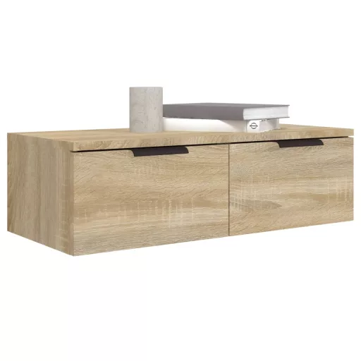 2 db sonoma tölgyszínű szerelt fa fali szekrény 68x30x20 cm