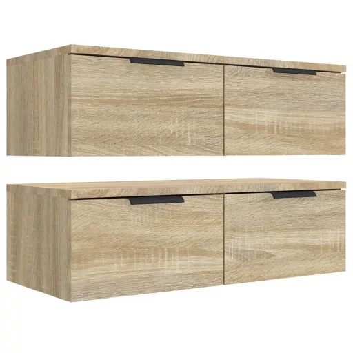 2 db sonoma tölgyszínű szerelt fa fali szekrény 68x30x20 cm