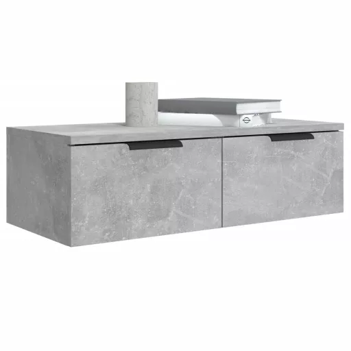 2 db betonszürke szerelt fa fali szekrény 68 x 30 x 20 cm