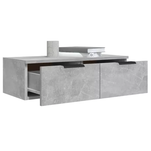 2 db betonszürke szerelt fa fali szekrény 68 x 30 x 20 cm