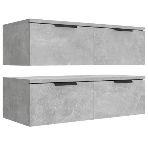 2 db betonszürke szerelt fa fali szekrény 68 x 30 x 20 cm