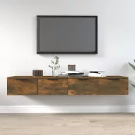   2 db füstös tölgyszínű szerelt fa fali szekrény 68 x 30 x 20 cm
