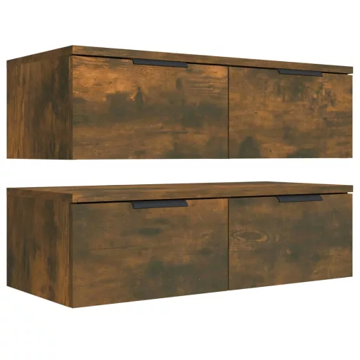 2 db füstös tölgyszínű szerelt fa fali szekrény 68 x 30 x 20 cm