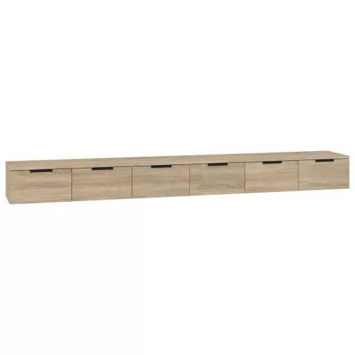 2 db sonoma tölgy színű szerelt fa faliszekrény 102x30x20 cm