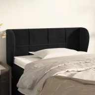 Fekete bársony fejtámla szárnyakkal 83x23x78/88 cm